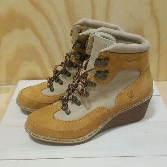 Timberland Boots Womens Size 8 Earthkeepers Amston 3-Inch Bootie Tan Wedge - Picture 4 of 10